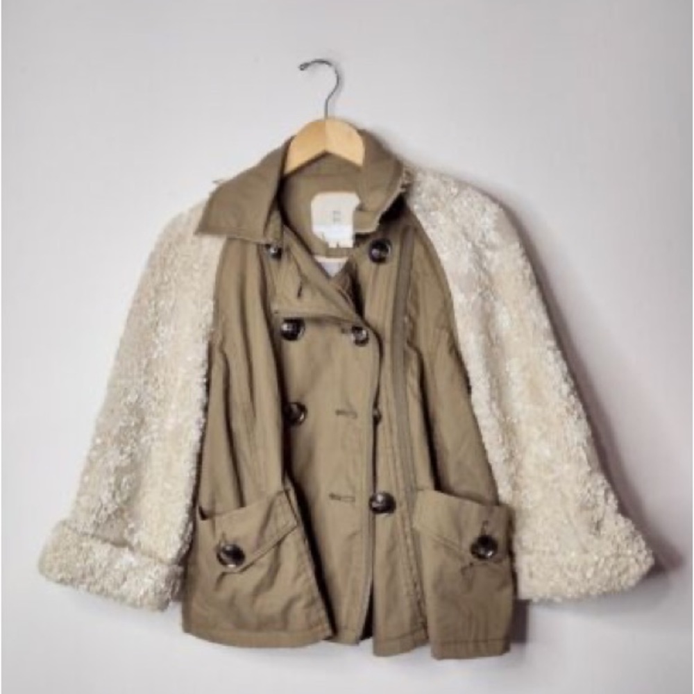 Anthropologie Hei Hei Sequin Sleeve Short Trench